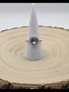 925 Sterling Silver Heart Halo CZ Ring | Size 8 | Sparkling Statement Ring